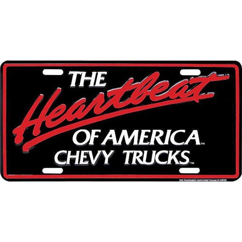 Signs 4 Fun Parody License Plate - Chevy Truck Heartbeat - 12â€ x 6â€ Decorative License Plate Wall Decor - Decoration Plate Man Cave + Garage - Made in The USA